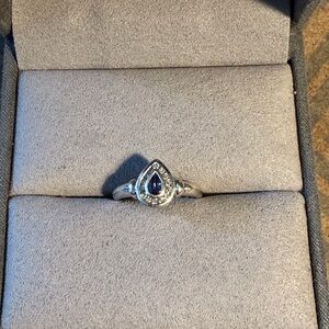 9 Carat (375) White Gold And Diamond Sapphire Teardrop Ring